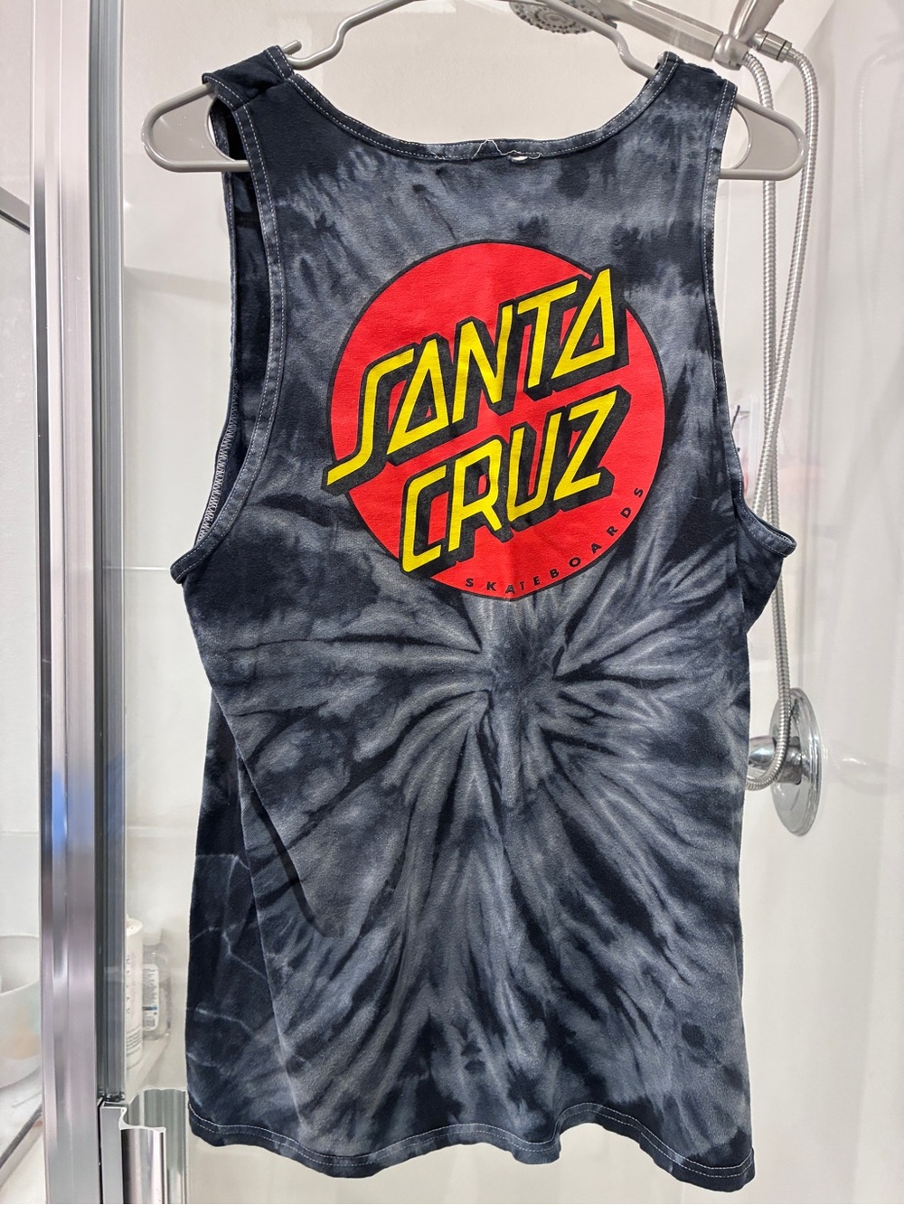 Santa Cruz Skateboards Black Tie-Dye Tank with Red & Yellow Logo